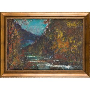 Painter unspecified, Polish, Monogramist M£ (20th-20th century), Mountain stream