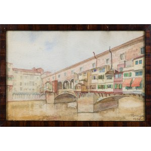 Painter unspecified, Polish (1st half of 20th century), Florence - Ponte Vecchio, 1926