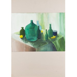 Painter unspecified (20th century), Still life with bottles