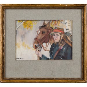 Painter unspecified, Polish (20th century), Soldier with a horse