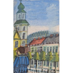 Nikifor Krynicki (1895 Krynica - 1968 Folusz), City view with figure, 1960s.