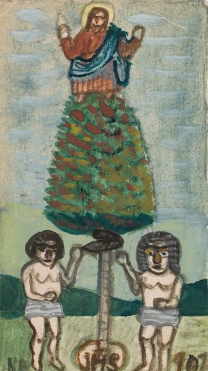 Nikifor Krynicki (1895 Krynica - 1968 Folusz), Adam i Ewa, lata 60. XX w.