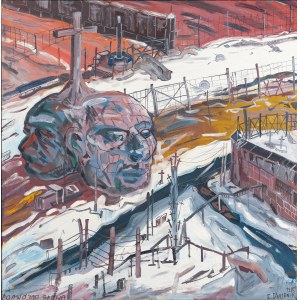 Edward Dwurnik (1943 Radzymin - 2018 Warszawa), Podwójna głowa z cyklu Podróże autostopem, 1985