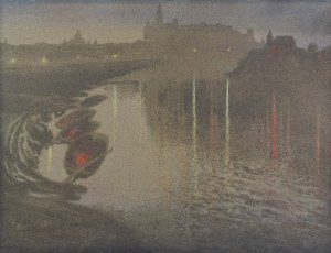Stanisław Ignacy Poraj FABIJAŃSKI (1865-1947), Widok na Wawel z mostu Dębnickiego, 1908