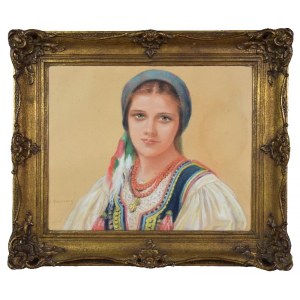 Piotr STACHIEWICZ (1858-1938), Portrait of a woman in a headscarf