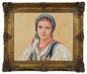 Piotr STACHIEWICZ (1858-1938), Portret kobiety w chuście