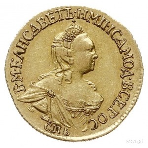 2 ruble 1756 СПБ, Petersburg, złoto 3.20 g, Diakov 384 ...