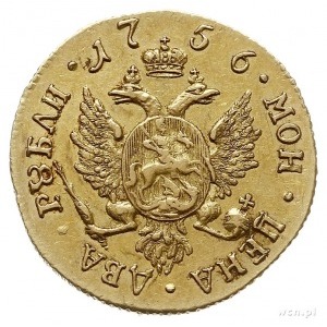 2 ruble 1756 СПБ, Petersburg, złoto 3.20 g, Diakov 384 ...