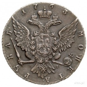 rubel 1763 СПБ ЯI, Petersburg, srebro 23.98 g, Bitkin 1...