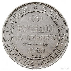 3 ruble 1829 СПБ, Petersburg, platyna 10.30 g, Bitkin 7...
