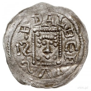 denar 1146-1157, Aw: Książę z mieczem trzymanym poziomo...