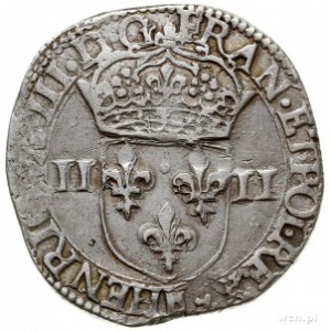 1/4 ecu 1580, Tours, tytulatura królewska wokół tarczy ...