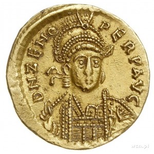 Zenon 476-491, solidus, Konstantynopol, Aw: Popiersie c...