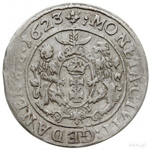 ort 1623, Gdańsk, typ monety bez cyfr 1 - 6 przy popier...