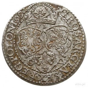 szóstak 1599, Malbork, mała głowa króla, patyna, piękny