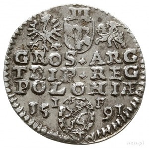 trojak 1591, Olkusz, Iger O.91.- popiersie króla występ...