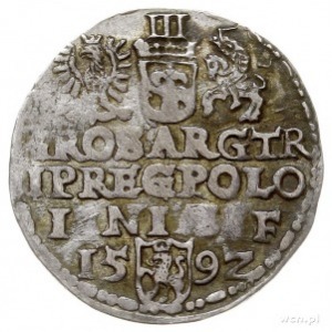 trojak 1592, Olkusz, napis NIAE dzieli litery I - F, Ig...