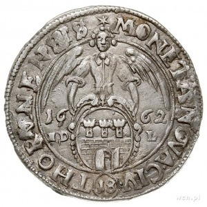 ort 1662, Toruń, moneta wybita uszkodzonym stemplem, pa...