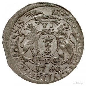 szóstak 1760, Gdańsk, Kahnt 728.b, patyna, bardzo ładny