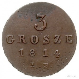3 grosze 1814, Warszawa, Iger KW.14.1.a, Plage 92, paty...