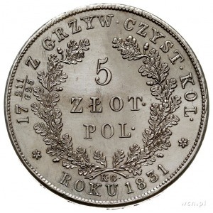 5 złotych 1831, Warszawa, Plage 272, wyczyszczone, ale ...