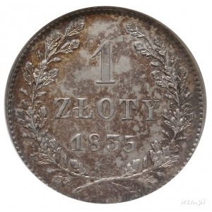 1 złoty 1835, Wiedeń, Plage 294, moneta w pudełku NGC z...