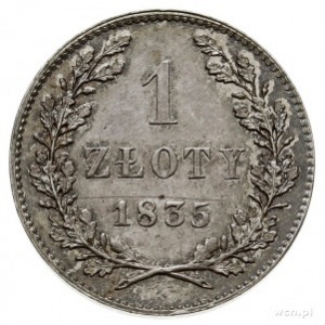 1 złoty 1835, Wiedeń, Plage 294, patyna, bardzo ładny