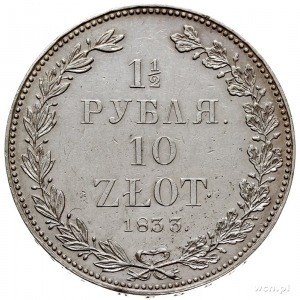 1 1/2 rubla = 10 złotych 1833, Petersburg, Plage 313, B...