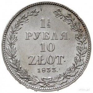 1 1/2 rubla = 10 złotych 1833, Petersburg, Plage 313, B...