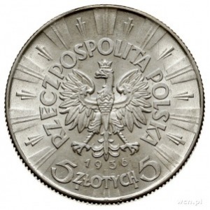 5 złotych 1936, Warszawa, Józef Piłsudski, Parchimowicz...