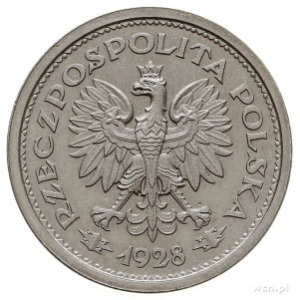 1 złoty 1928, Warszawa, Wieniec z gałązek dębowych, na ...
