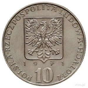 10 złotych 1971, Warszawa, F A O, na rewersie wypukły n...