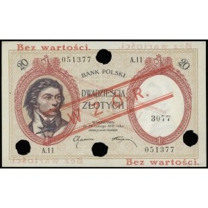 20 złotych 28.02.1919, seria A.11, numeracja 051377, ob...