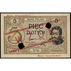 5 złotych 15.07.1924, II emisja, seria A, numeracja  33...