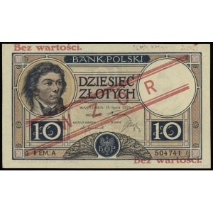 10 złotych 15.07.1924, WZÓR, II emisja, seria A, numera...