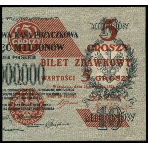 5 groszy 28.04.1924, nadruk na prawej części banknotu 1...