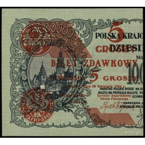 zestaw 2 x 5 groszy 28.04.1924, nadruk na lewej i prawe...