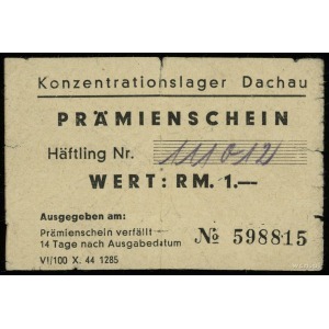 Konzentrationslager Dachau, Prämienschein (bon) na 1 ma...