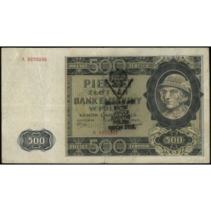 500 złotych 1.03.1940, seria A, numeracja 5370245, po o...