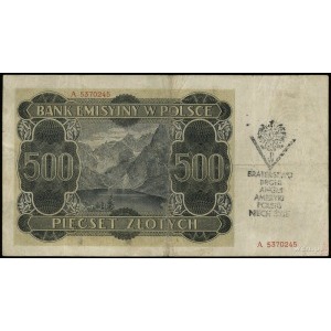 500 złotych 1.03.1940, seria A, numeracja 5370245, po o...
