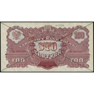 100 złotych 1944,  w klauzuli OBOWIĄZKOWYM, zielony poz...