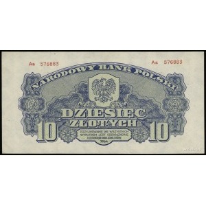 10 złotych 1944, w klauzuli OBOWIĄZKOWE, seria Aa, nume...