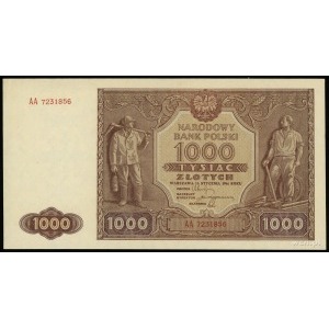 1.000 złotych 15.01.1946, seria AA, numeracja 7231856, ...