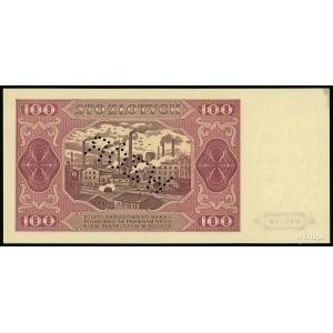 100 złotych 1.07.1948, perforacja “WZÓR”, seria KH, num...