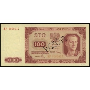 100 złotych 1.07.1948, perforacja “WZÓR”, seria KP, num...