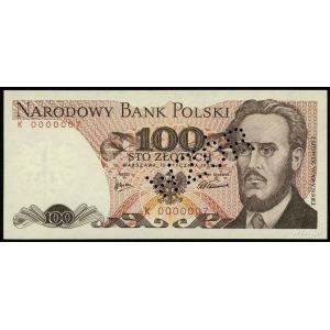 100 złotych 15.01.1975, ukośna perforacja “WZÓR”, seria...