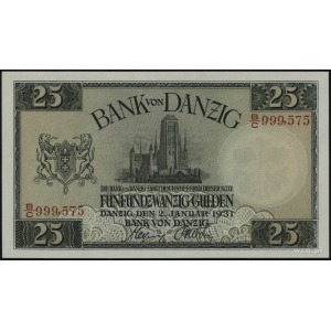 Bank von Danzig, 25 guldenów 2.01.1931, seria B/C, nume...