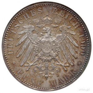 Wilhelm II 1888-1918, 5 marek 1900 A, Berlin, wybite st...