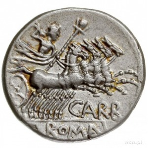 Cn. Papirius Carbo 121 pne, denar 121 pne, Rzym, Aw: Gł...