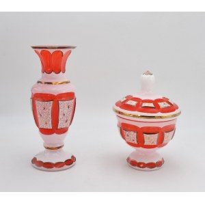 BOHEMIA Company, Decorative glassware set - vase and box of chocolates with lid